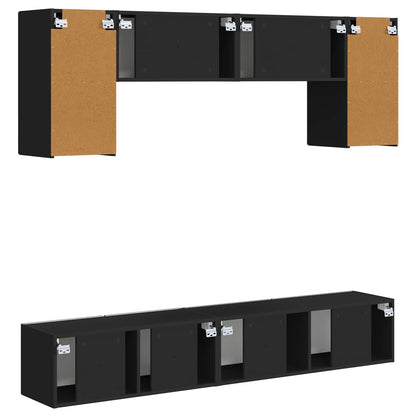 vidaXL TV Cabinet Set 4 pcs Black Engineered Wood