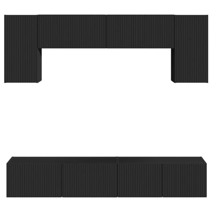vidaXL TV Cabinet Set 4 pcs Black Engineered Wood