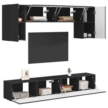 vidaXL TV Cabinet Set 4 pcs Black Engineered Wood