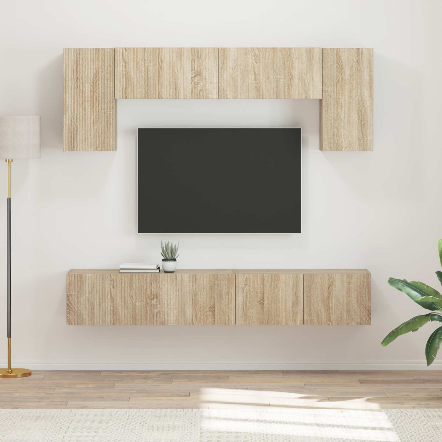 vidaXL TV Cabinet Set Wall-mounted 4 pcs Sonoma Oak Engineered Wood