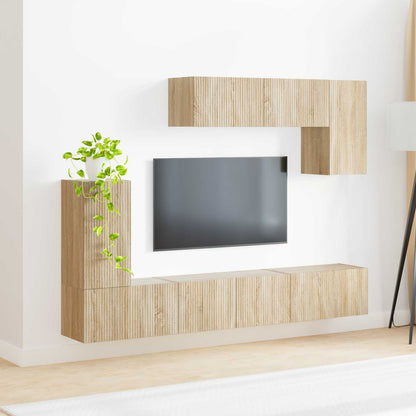 vidaXL TV Cabinet Set Wall-mounted 4 pcs Sonoma Oak Engineered Wood