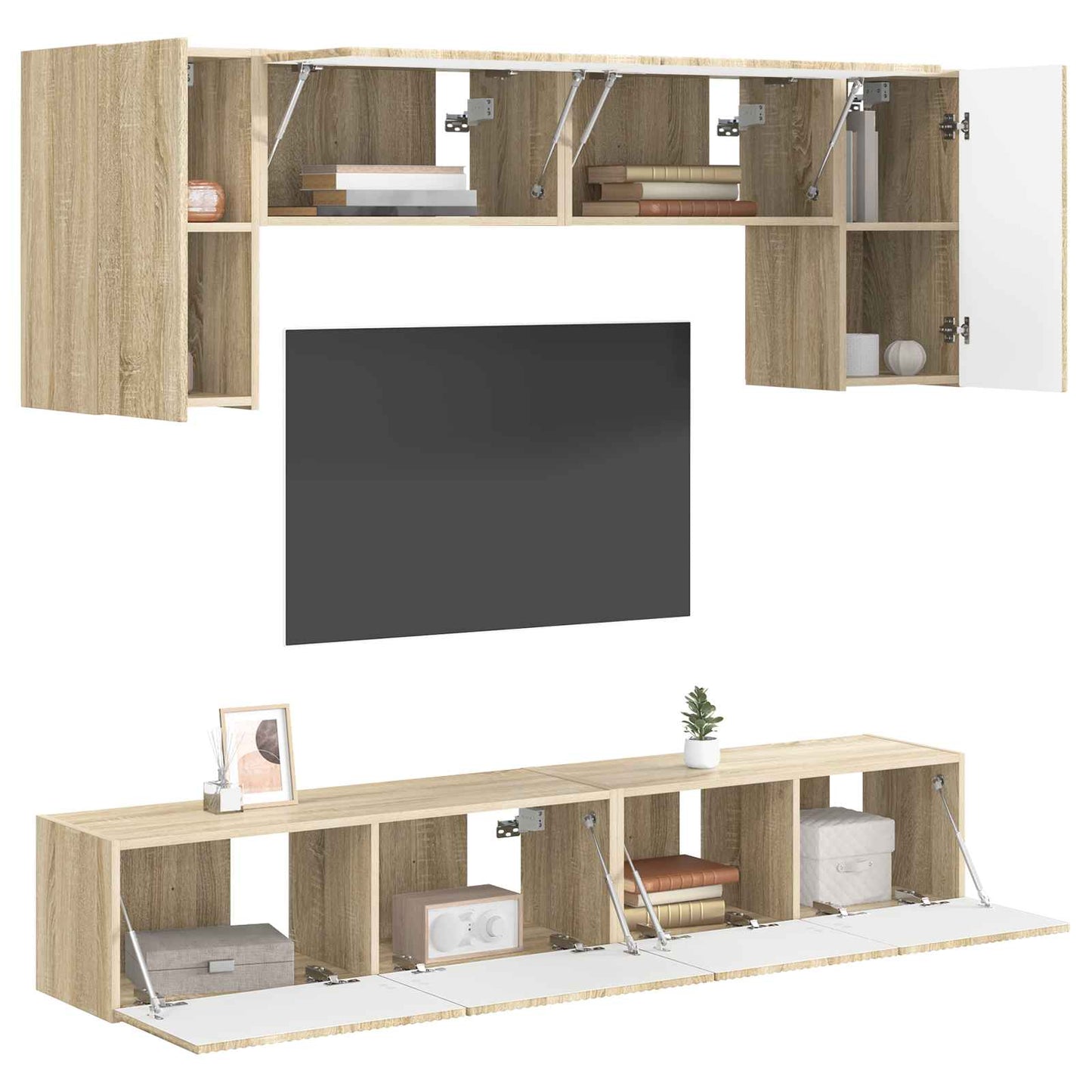 vidaXL TV Cabinet Set Wall-mounted 4 pcs Sonoma Oak Engineered Wood