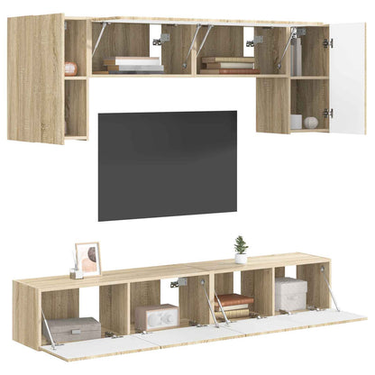 vidaXL TV Cabinet Set Wall-mounted 4 pcs Sonoma Oak Engineered Wood