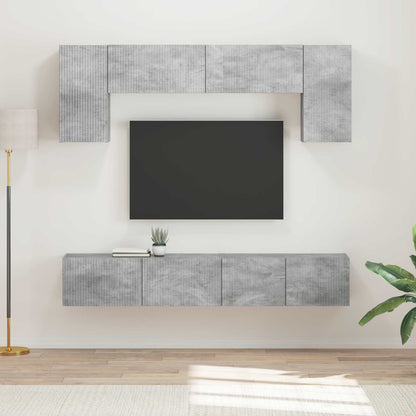 vidaXL TV Cabinet Set Wall-mounted 4 pcs Concrete Grey Engineered Wood
