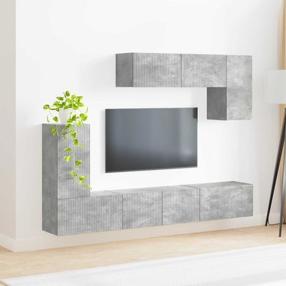 vidaXL TV Cabinet Set Wall-mounted 4 pcs Concrete Grey Engineered Wood