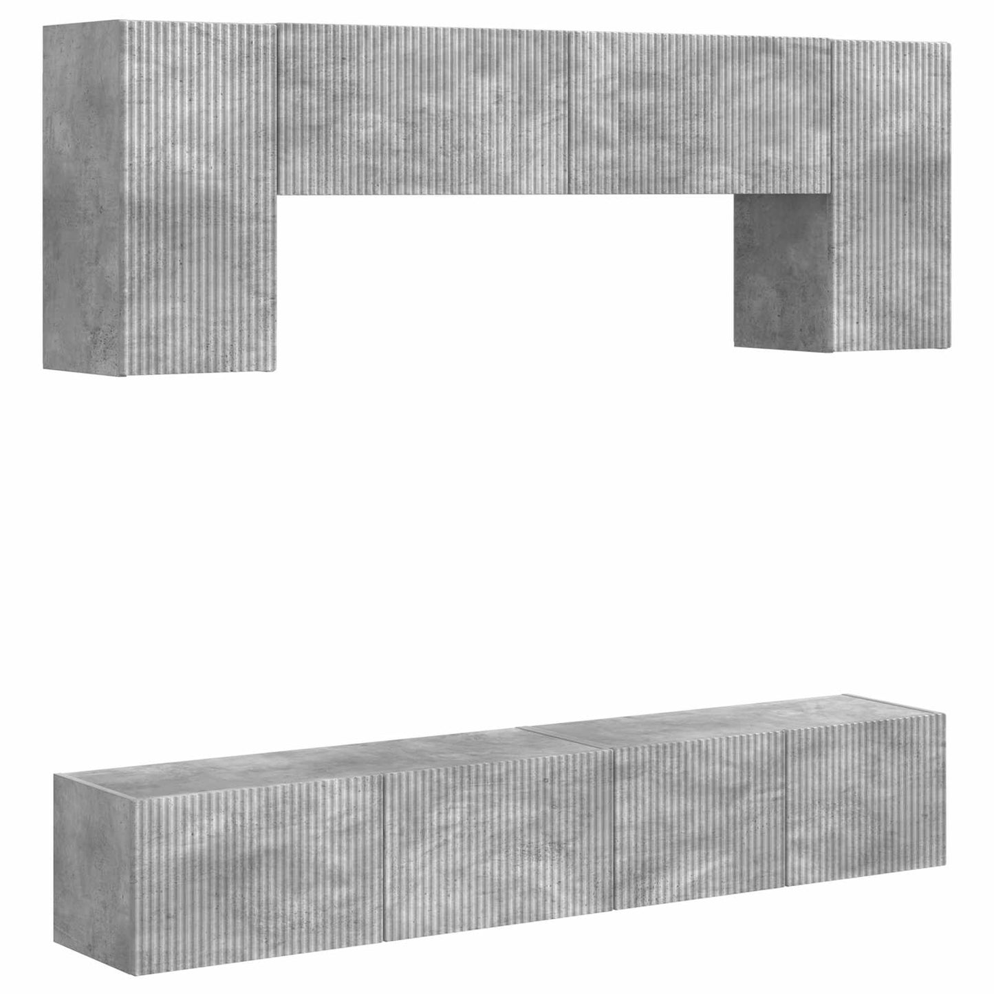 vidaXL TV Cabinet Set Wall-mounted 4 pcs Concrete Grey Engineered Wood