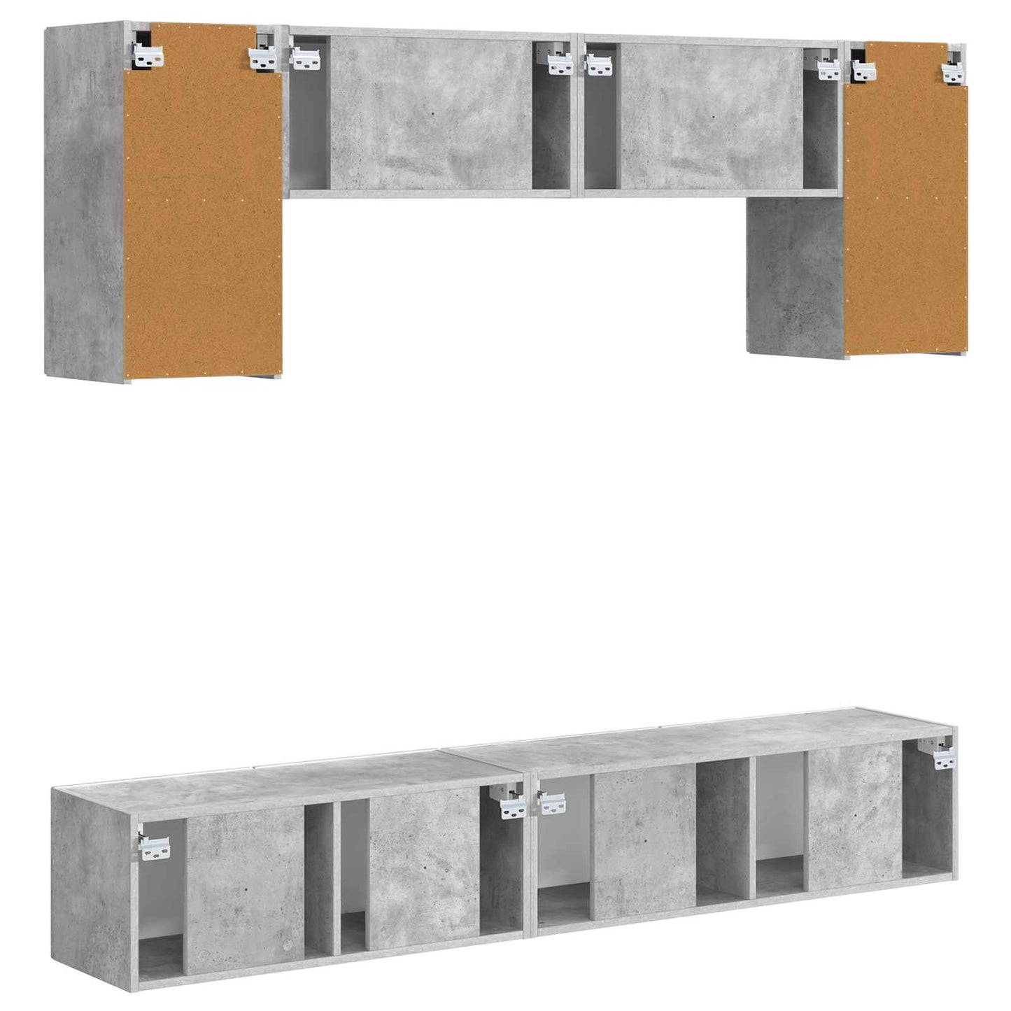 vidaXL TV Cabinet Set Wall-mounted 4 pcs Concrete Grey Engineered Wood