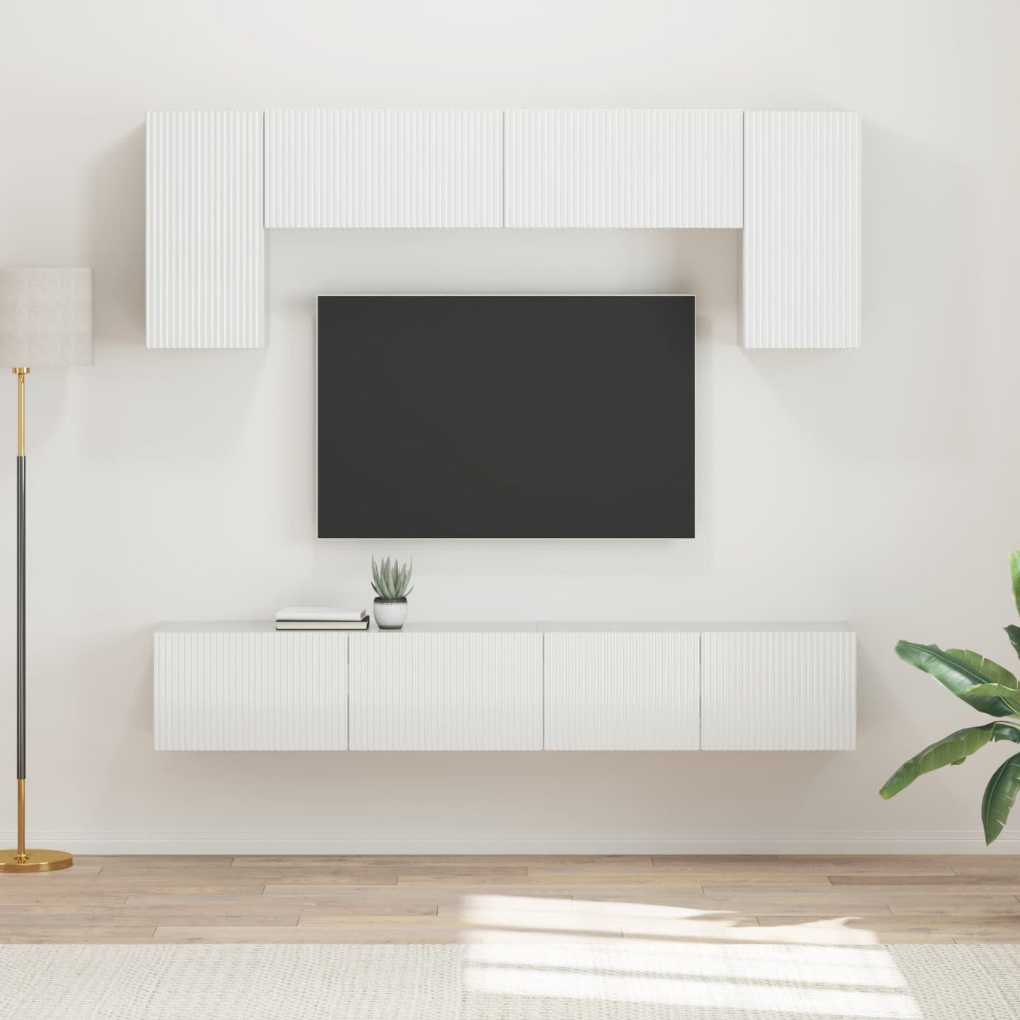 vidaXL TV Cabinet Set 4 pcs High Gloss White Engineered Wood