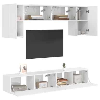 vidaXL TV Cabinet Set 4 pcs High Gloss White Engineered Wood