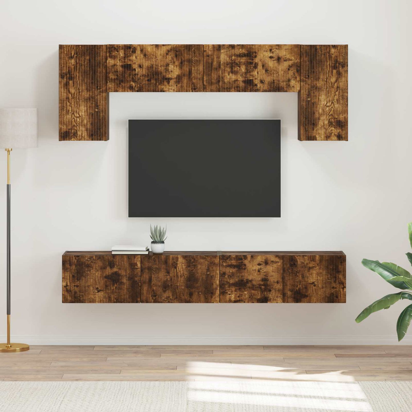 vidaXL TV Cabinet Set Wall-mounted 4 pcs Smoked Oak Engineered Wood