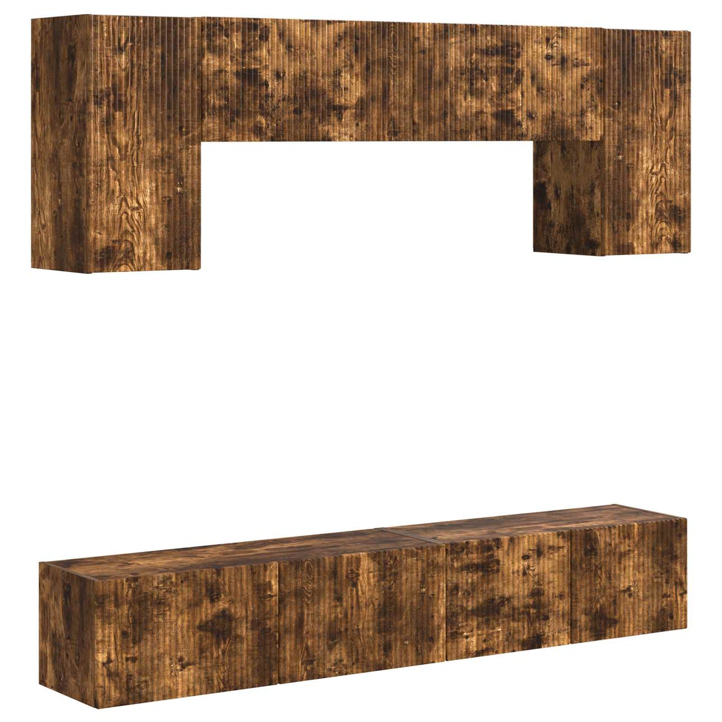 vidaXL TV Cabinet Set Wall-mounted 4 pcs Smoked Oak Engineered Wood