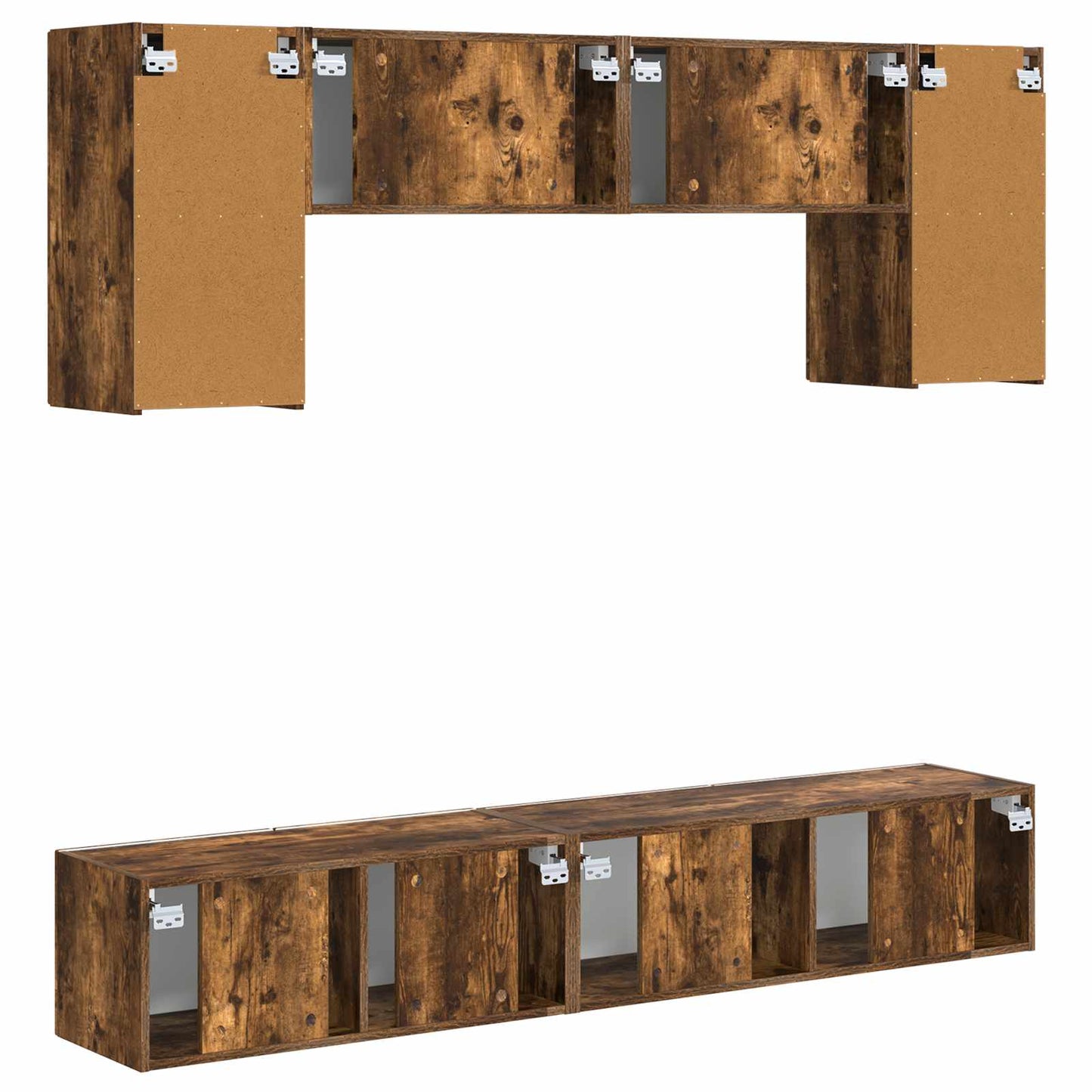 vidaXL TV Cabinet Set Wall-mounted 4 pcs Smoked Oak Engineered Wood