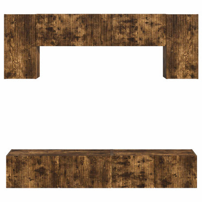 vidaXL TV Cabinet Set Wall-mounted 4 pcs Smoked Oak Engineered Wood
