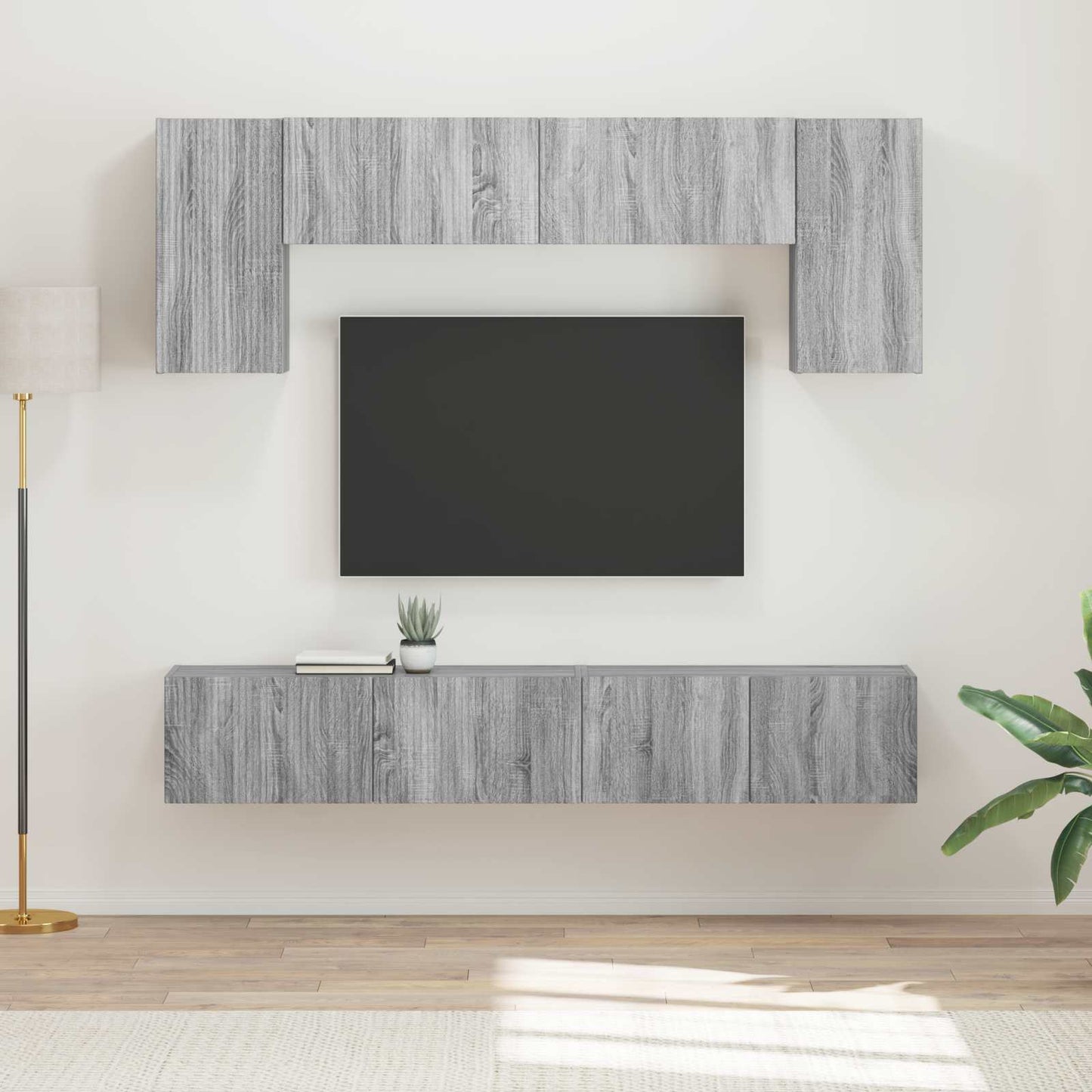 vidaXL TV Cabinet Set Wall-mounted 4 pcs Grey Sonoma Engineered Wood