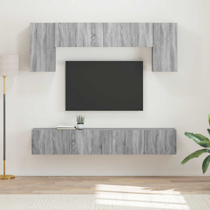 vidaXL TV Cabinet Set Wall-mounted 4 pcs Grey Sonoma Engineered Wood