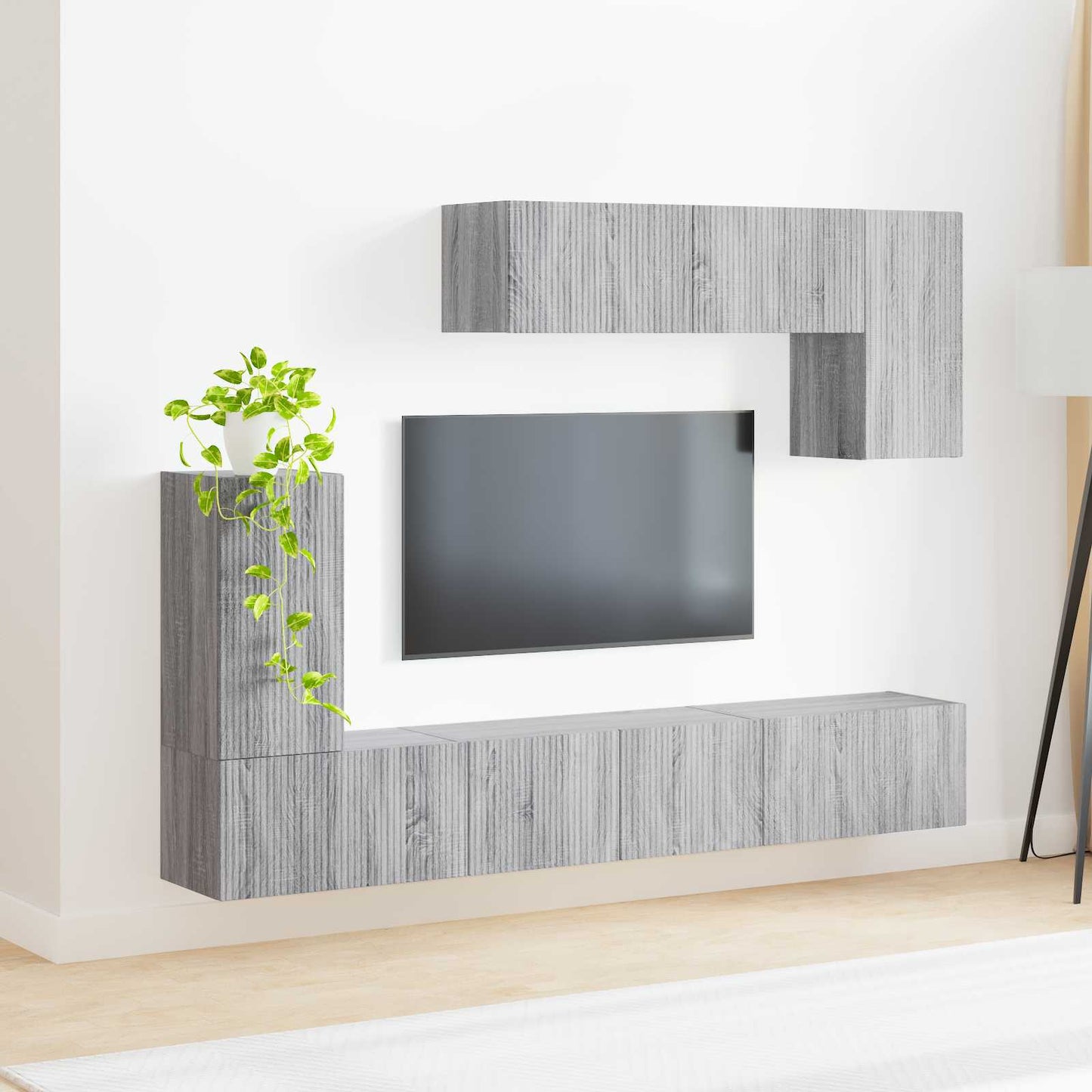 vidaXL TV Cabinet Set Wall-mounted 4 pcs Grey Sonoma Engineered Wood