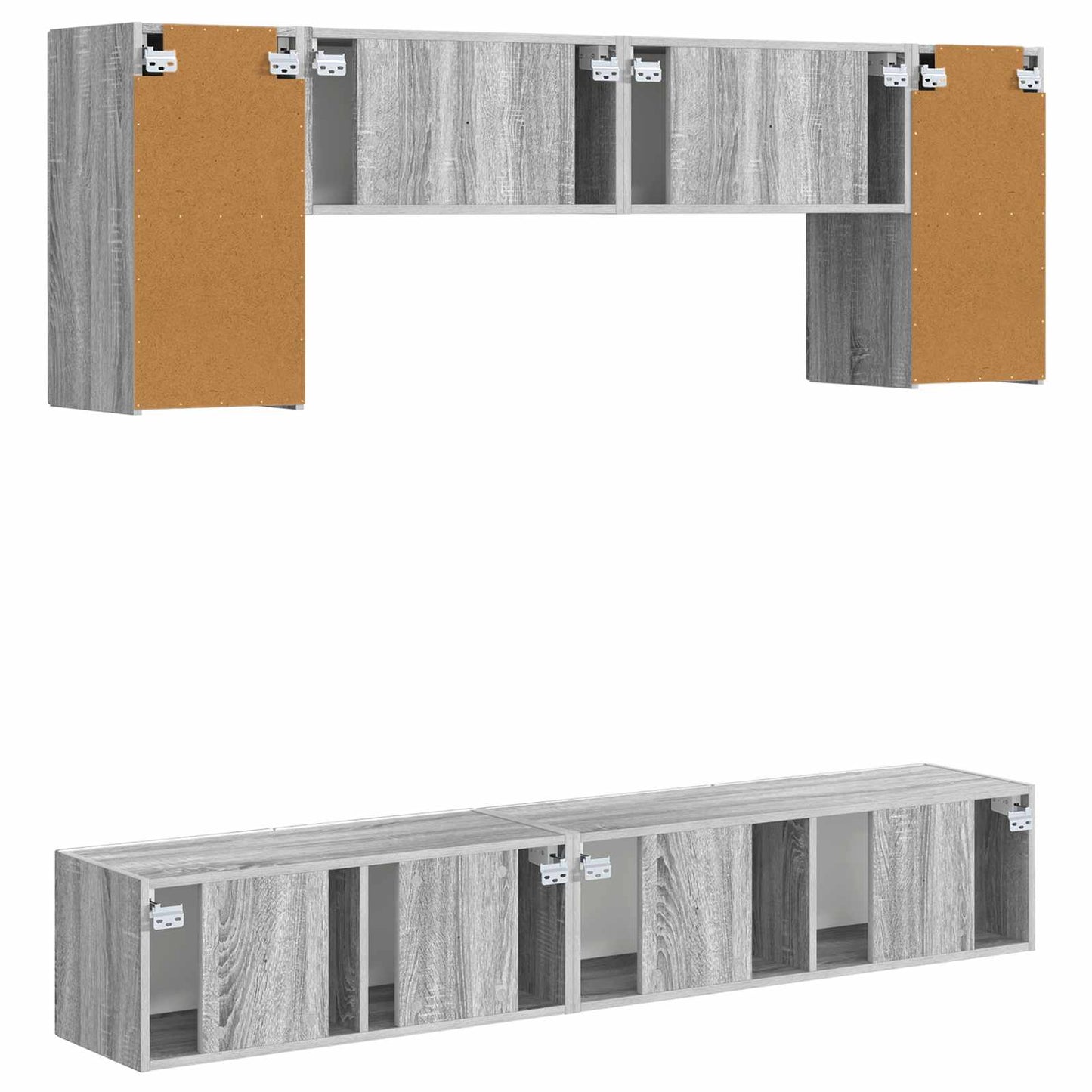 vidaXL TV Cabinet Set Wall-mounted 4 pcs Grey Sonoma Engineered Wood