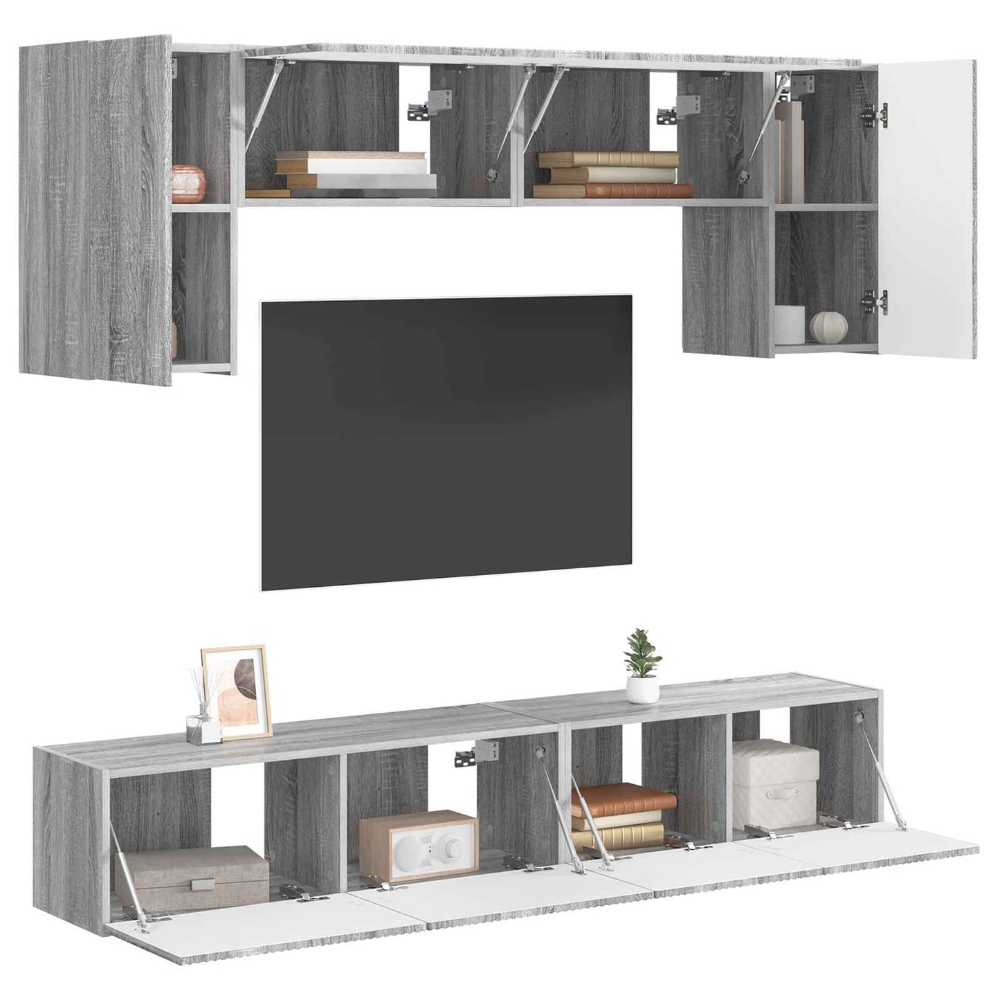 vidaXL TV Cabinet Set Wall-mounted 4 pcs Grey Sonoma Engineered Wood