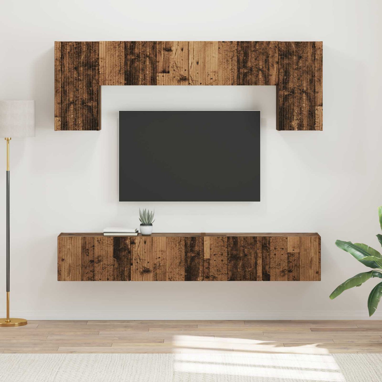 vidaXL TV Cabinet Set Wall-mounted 4 pcs Old Wood Engineered Wood