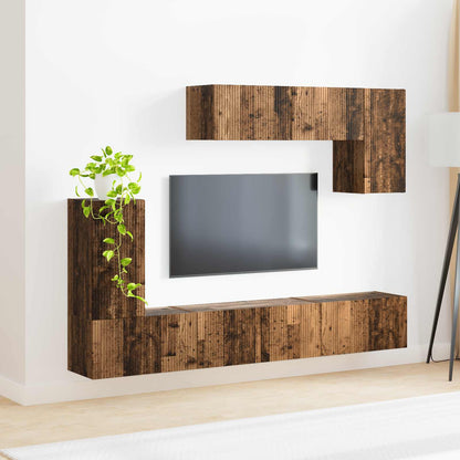 vidaXL TV Cabinet Set Wall-mounted 4 pcs Old Wood Engineered Wood