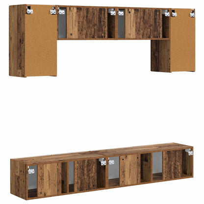 vidaXL TV Cabinet Set Wall-mounted 4 pcs Old Wood Engineered Wood