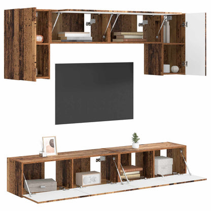 vidaXL TV Cabinet Set Wall-mounted 4 pcs Old Wood Engineered Wood
