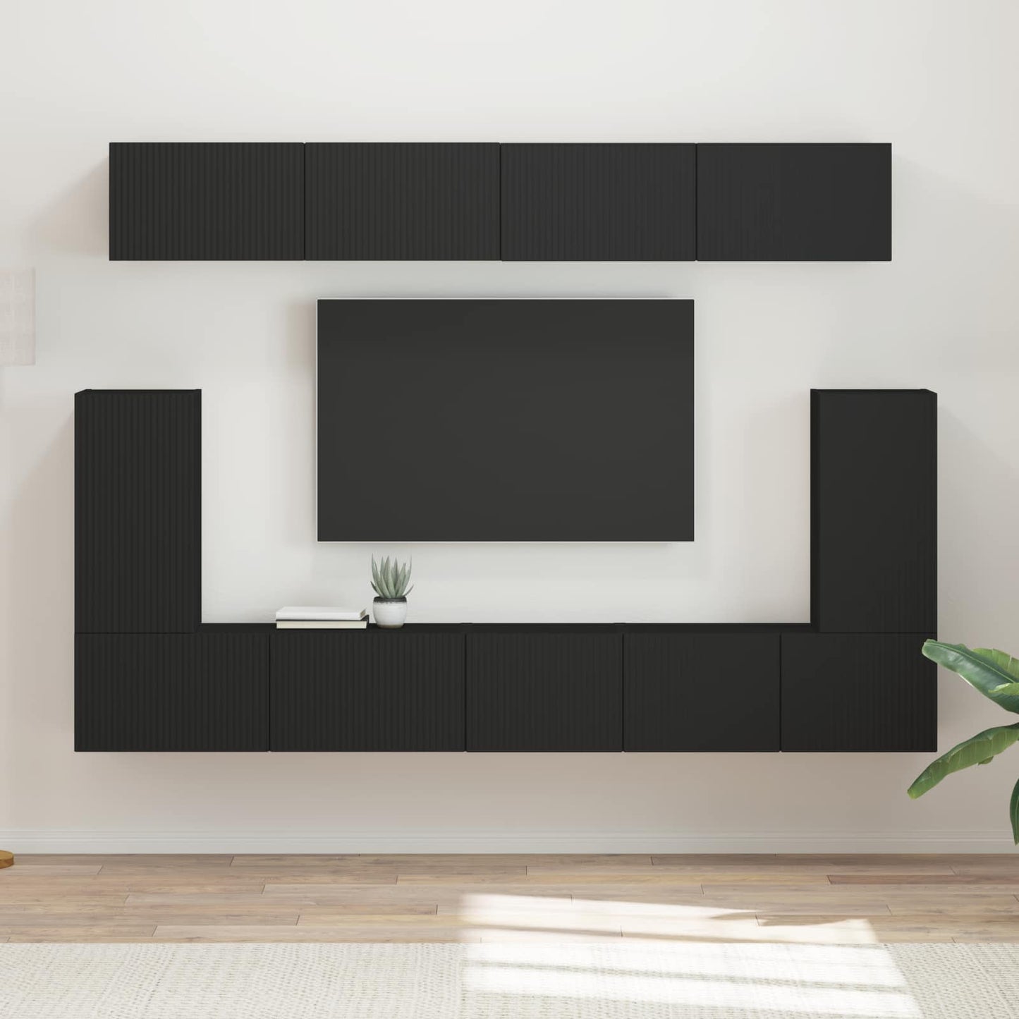 vidaXL TV Cabinet Set 5 pcs Black Engineered Wood