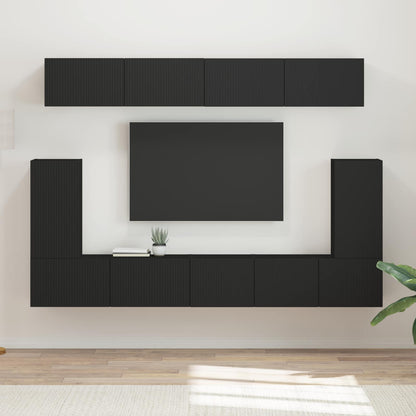 vidaXL TV Cabinet Set 5 pcs Black Engineered Wood