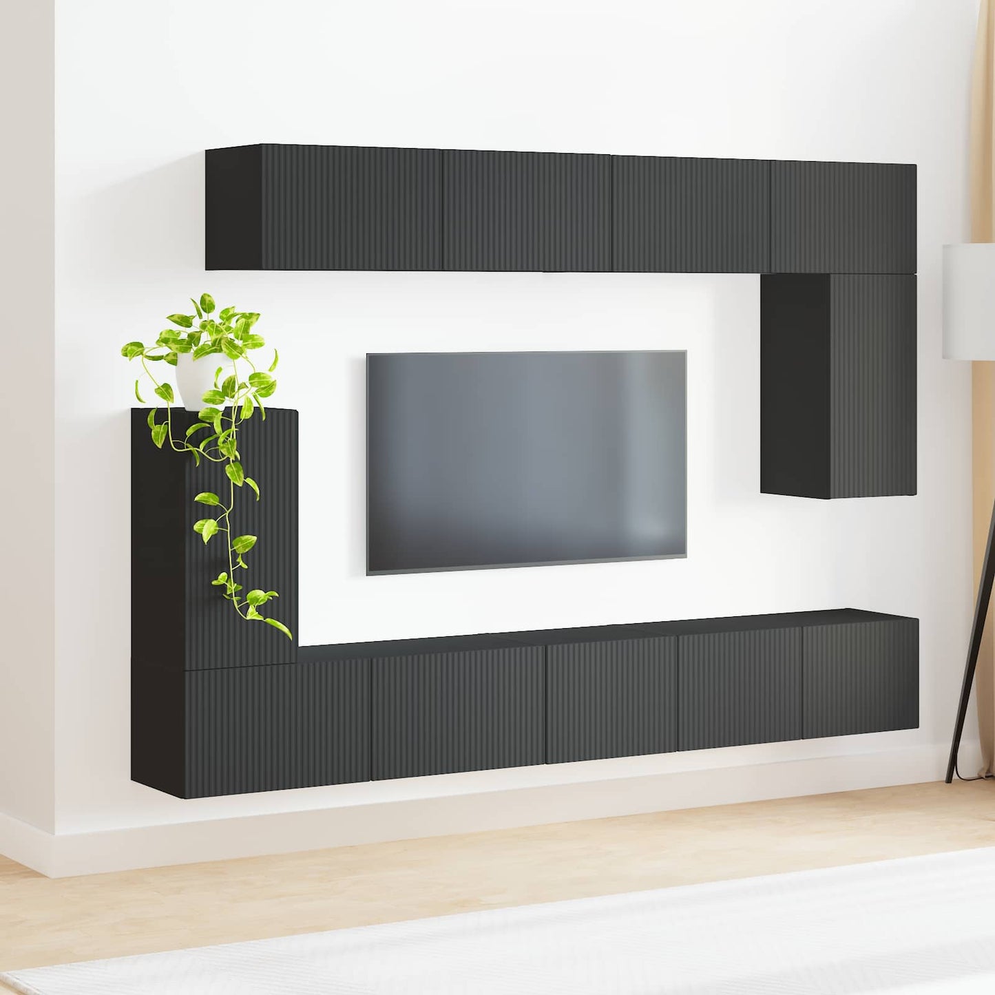 vidaXL TV Cabinet Set 5 pcs Black Engineered Wood