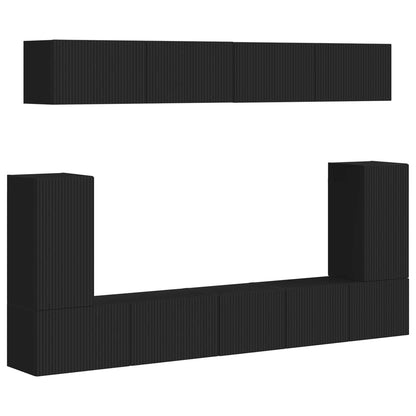 vidaXL TV Cabinet Set 5 pcs Black Engineered Wood