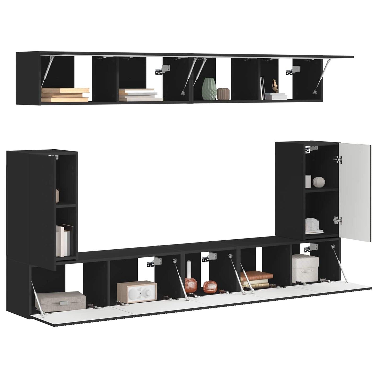vidaXL TV Cabinet Set 5 pcs Black Engineered Wood
