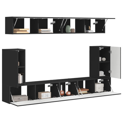 vidaXL TV Cabinet Set 5 pcs Black Engineered Wood