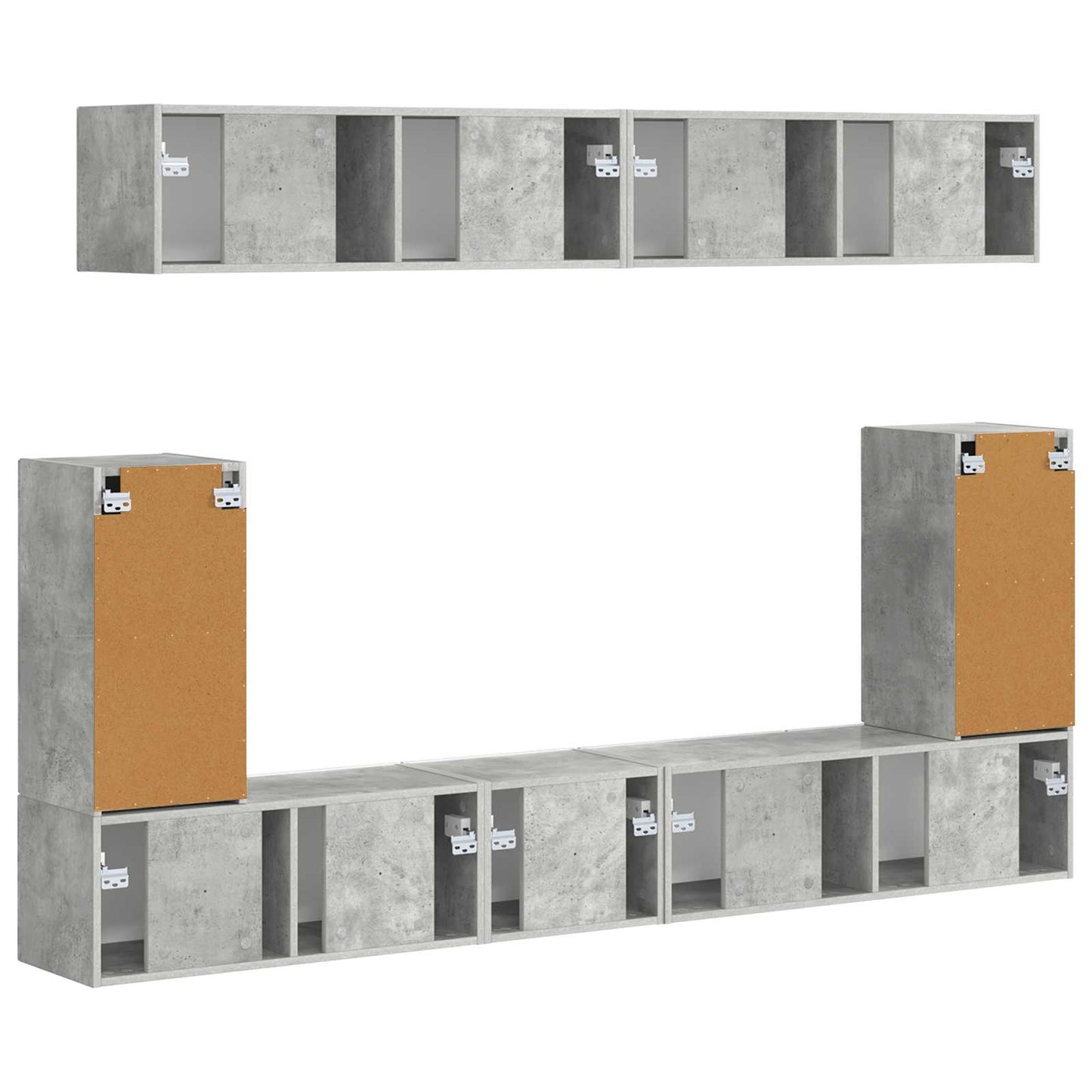 vidaXL TV Cabinet Set Wall-mounted 5 pcs Concrete Grey Engineered Wood