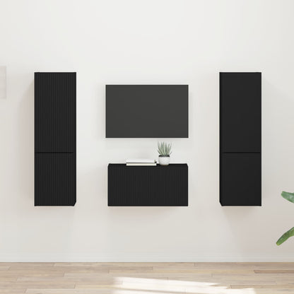 vidaXL TV Cabinet Set 5 pcs Black Engineered Wood