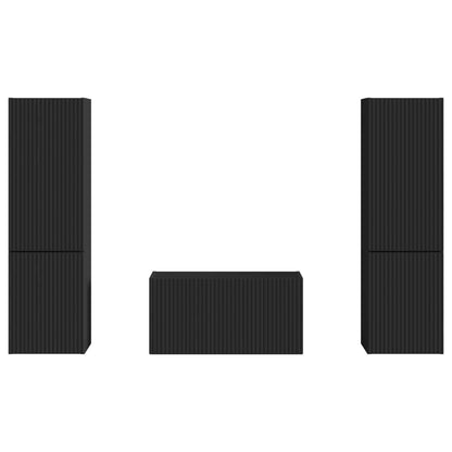 vidaXL TV Cabinet Set 5 pcs Black Engineered Wood