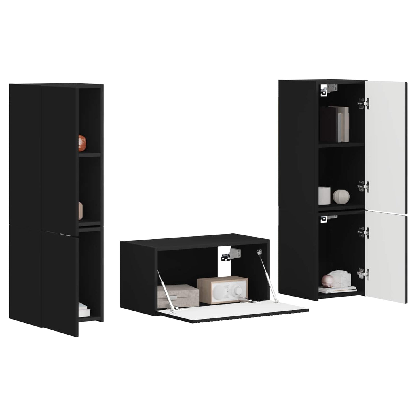 vidaXL TV Cabinet Set 5 pcs Black Engineered Wood