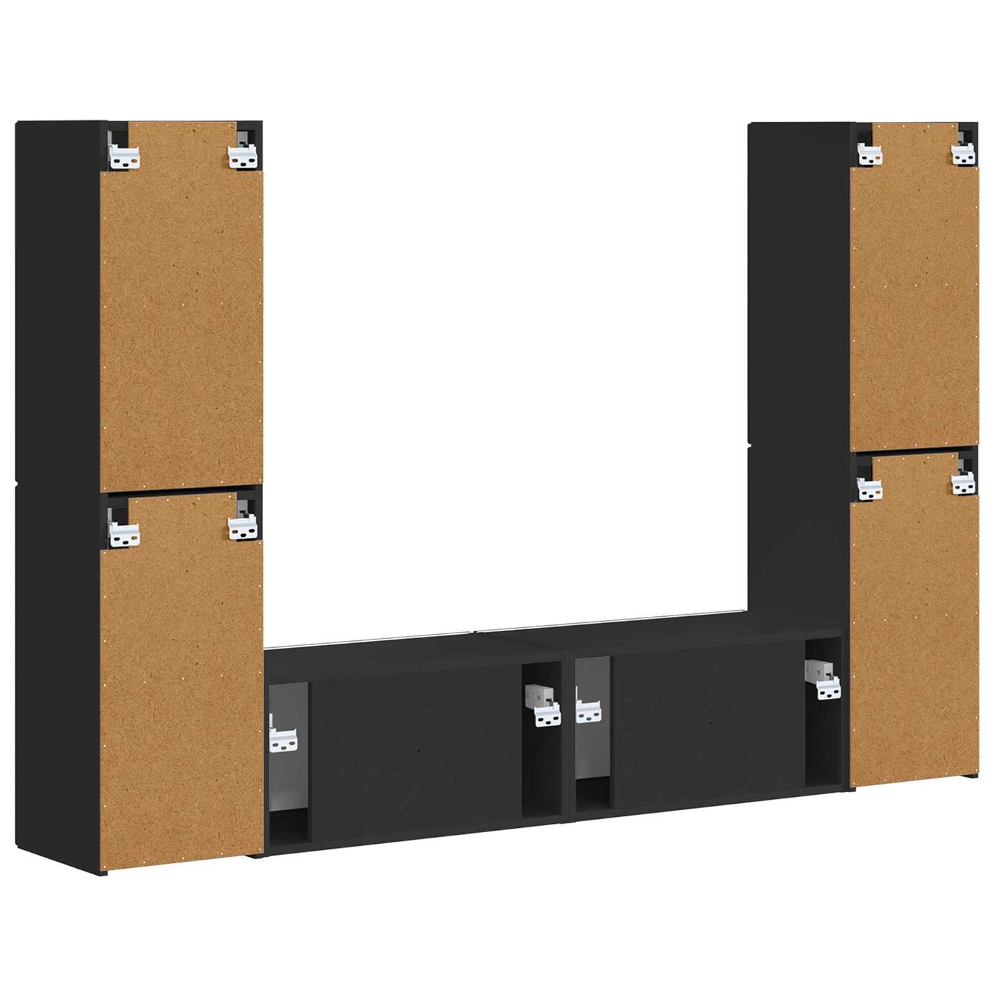 vidaXL TV Cabinet Set 6 pcs Black Engineered Wood