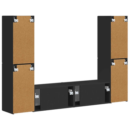 vidaXL TV Cabinet Set 6 pcs Black Engineered Wood