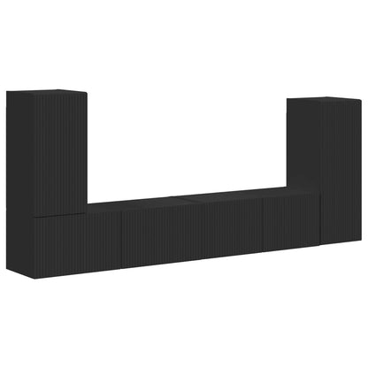 vidaXL TV Cabinet Set 4 pcs Black Engineered Wood