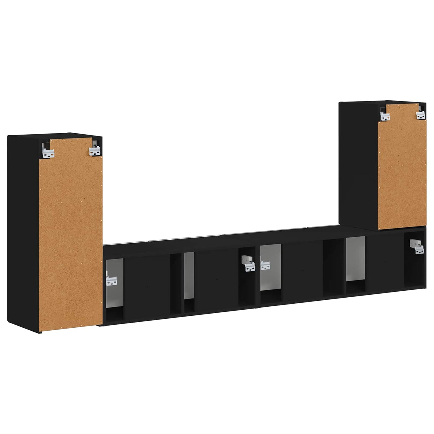 vidaXL TV Cabinet Set 4 pcs Black Engineered Wood