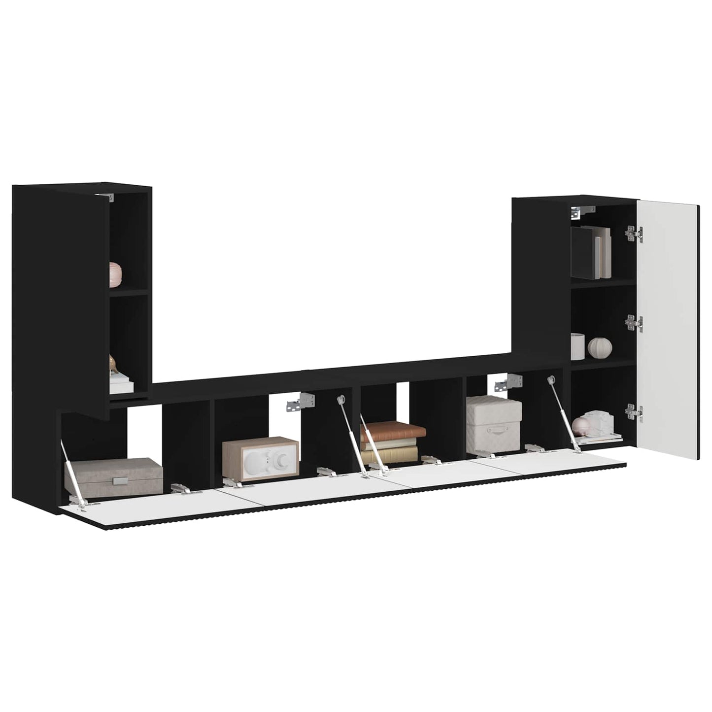 vidaXL TV Cabinet Set 4 pcs Black Engineered Wood