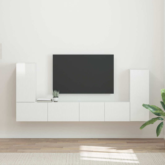 vidaXL TV Cabinet Set 4 pcs High Gloss White Engineered Wood