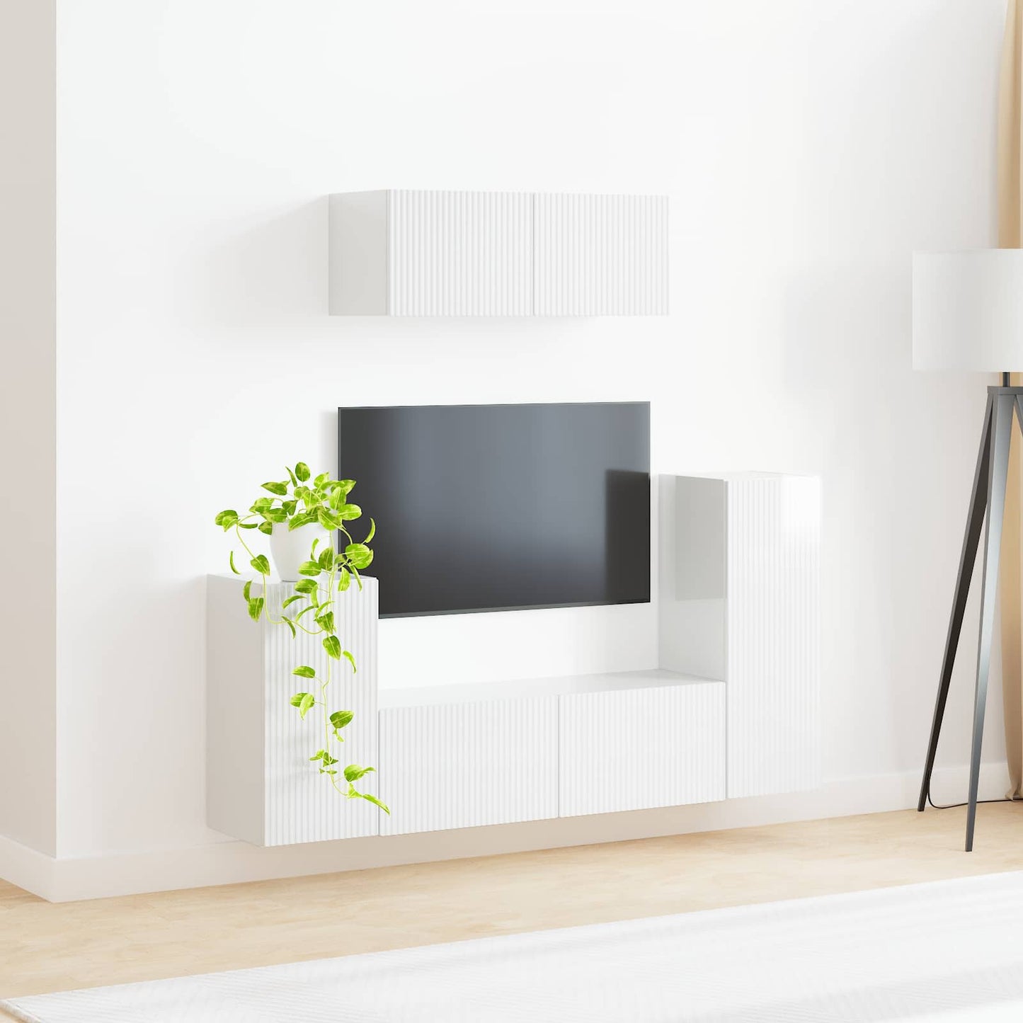 vidaXL TV Cabinet Set 4 pcs High Gloss White Engineered Wood