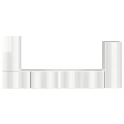 vidaXL TV Cabinet Set 4 pcs High Gloss White Engineered Wood