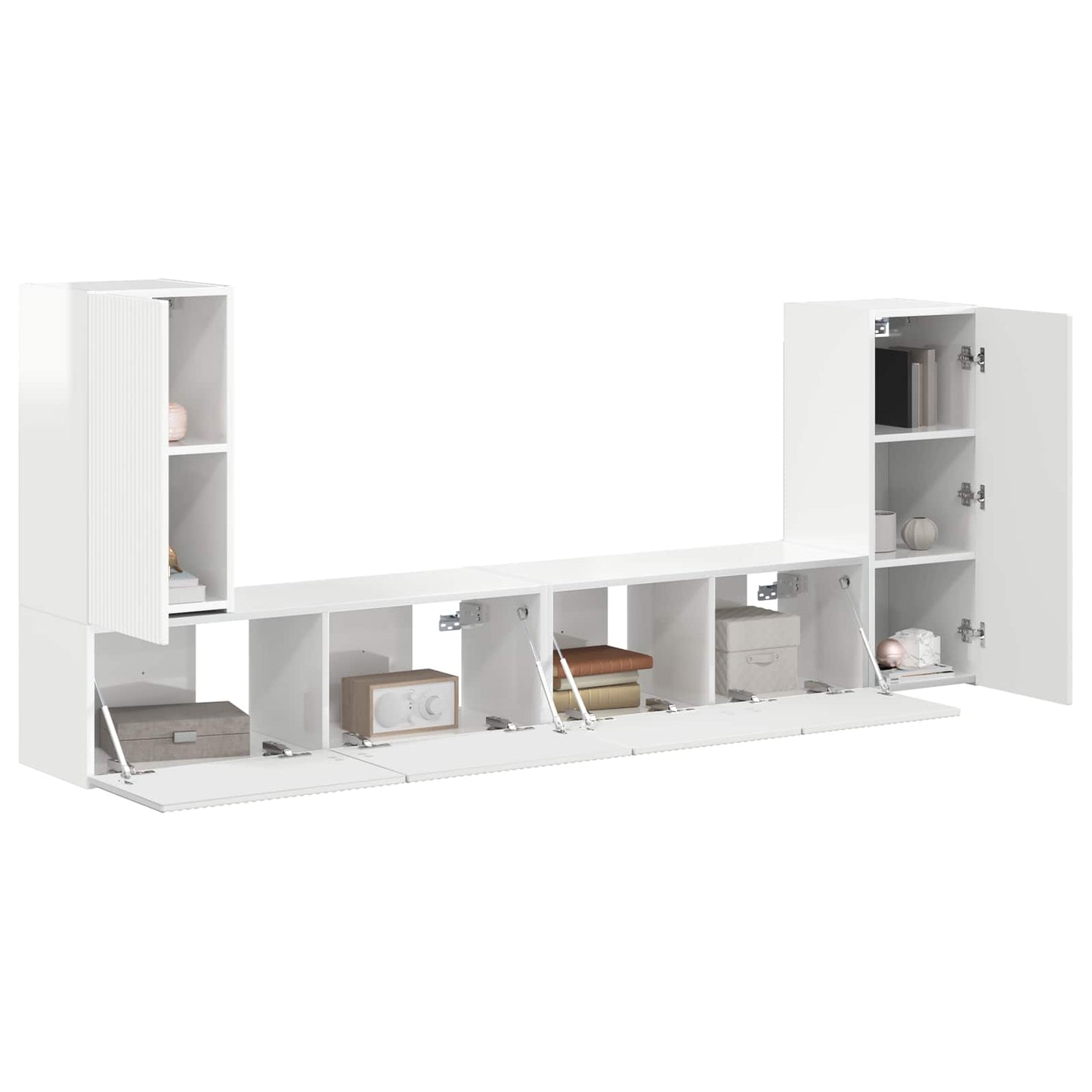 vidaXL TV Cabinet Set 4 pcs High Gloss White Engineered Wood