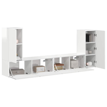 vidaXL TV Cabinet Set 4 pcs High Gloss White Engineered Wood
