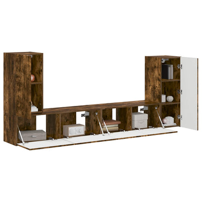 vidaXL TV Cabinet Set 4 pcs Smoked Oak Engineered Wood