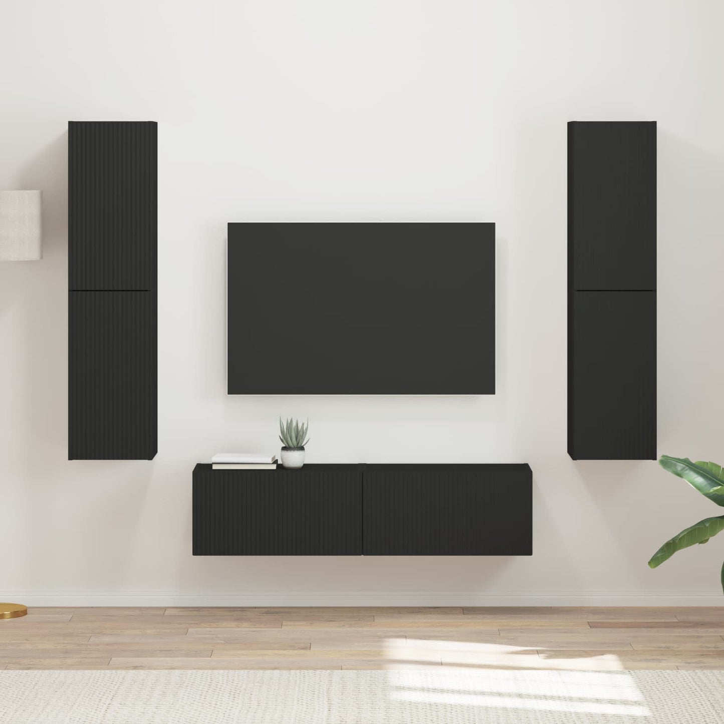 vidaXL TV Cabinet Set 6 pcs Black Engineered Wood