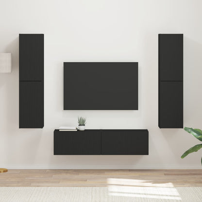 vidaXL TV Cabinet Set 6 pcs Black Engineered Wood