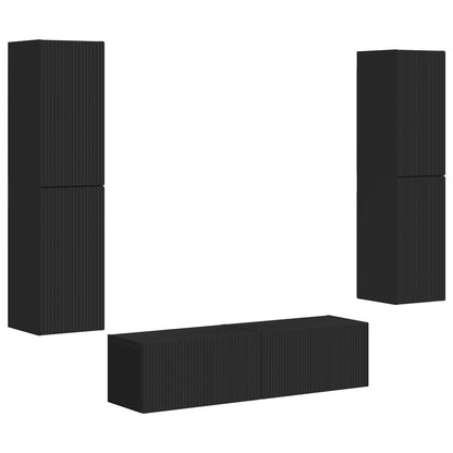vidaXL TV Cabinet Set 6 pcs Black Engineered Wood